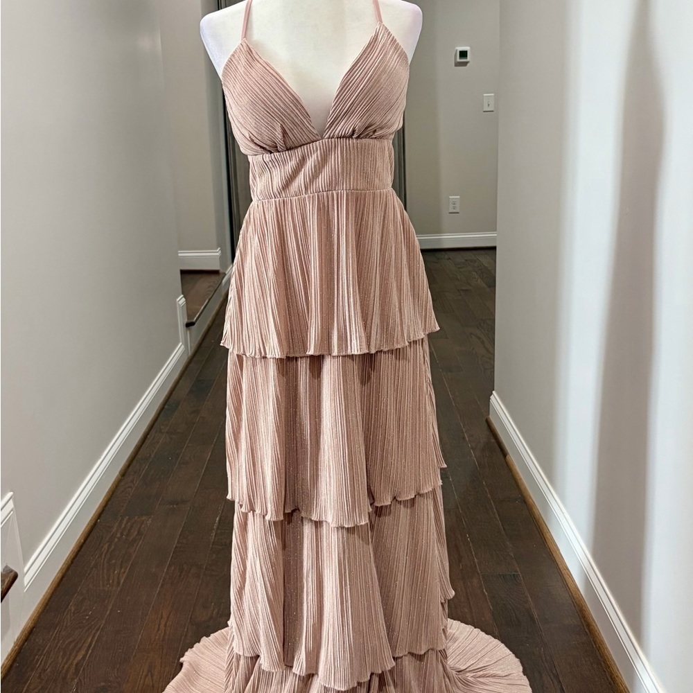 Speechless Blush Tiered Maxi Dress
